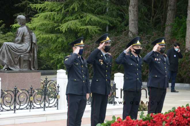 Public reps of Azerbaijan paying tribute to late National Leader Heydar Aliyev.Azerbaijan Baku May 10 2021